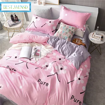 

BEST.WENSD bedding set cotton 3/4pcs bed set king queen duvet cover+bed linen+pillowcase flower bed cover set dekbedovertrek