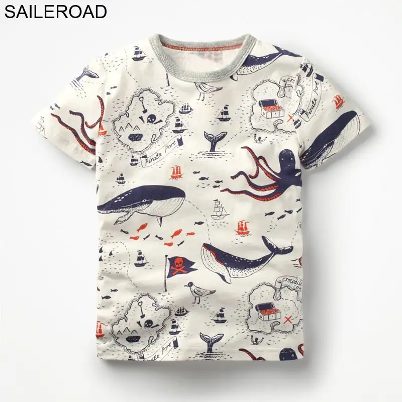 SAILEROAD 2-7Year Animal Rhinoceros Детские Мальчики Девочки Топы Футболка Для Летних Детей Детская Одежда для Девочек Хлопковая Одежда - Цвет: 2652 same picture