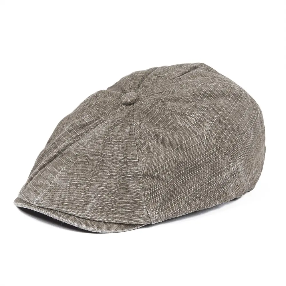 

VOBOOM Brown Washed Cotton Flat Cap Men Women Cabbies Summer Newsboy Gatsby Hat 040
