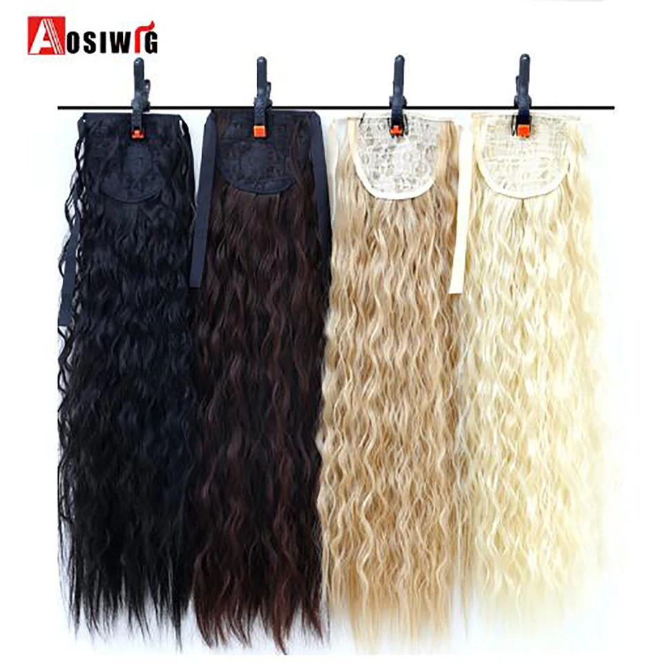 AOSIWIG Long Curly Ponytail High Temperature Fiber Synthetic Clip Hair Accessories Fake Hair Pieces For All Women