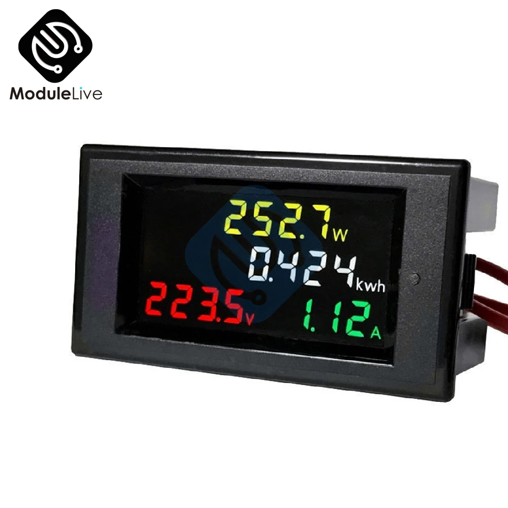 Digital Voltmeter Ammeter AC 80-300V 100A Color LCD Digital Voltmeter Ammeter Volt Amp Power Kwh Meter