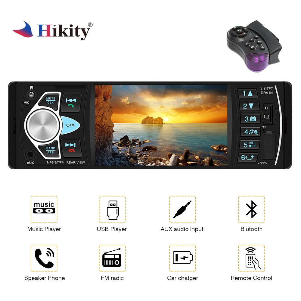 HIKITY 4022D Car Stereo & Bluetooth Audio Player w/ Camera Support