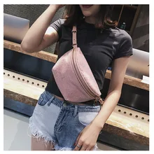 Для женщин поясная сумка моды пайетки искусственная кожа Сумка Повседневное Груди Сумка многофункциональные сумки Bolsa