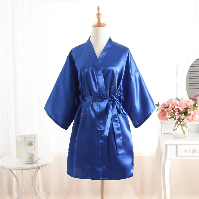Женский шелковый халат для невесты, сексуальное короткое атласное свадебное кимоно, одежда для сна, ночная рубашка, женский халат, пижама J-Pink - Цвет: R002