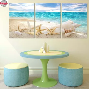 

diamond embroidery Seaview Sea Shells cross stitch 5d diamond painting Modular Picture full mosaic rhinestone decoration 3 pcs
