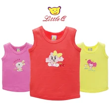 Новое поступление, летние футболки из хлопка для маленьких девочек, жилет для малышей, детская блузка, милая одежда, 3 шт./лот, модная рубашка