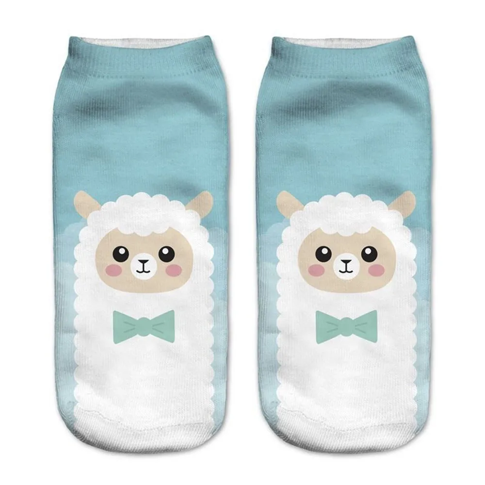 1 пара унисекс 3D носки с проектом Для женщин Для мужчин короткие лодыжки милые Животные с рисунком веселое Harajuku Короткие носки лето-осень; Прямая поставка