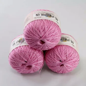 

3ballsx50g New Soft Hand Cotton Lace Wool Yarn Crochet Shawl Scarf Knitting HotPink 16102-3
