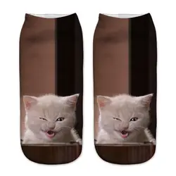 Новый дизайн Для женщин носки смешные 3D с принтом кота модные носки унисекс рождественские носки Meias женский A401