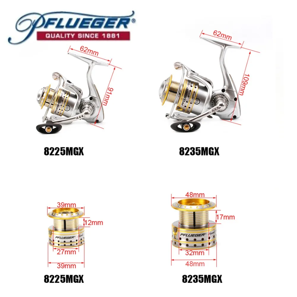 Катушка для спиннинга Close out Pflueger 8225MGX 5 2: 1 Передаточное отношение 9 + 1BB 6кг