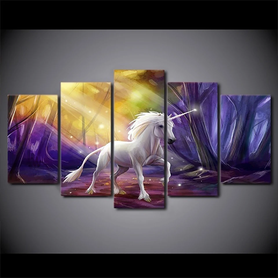 Home Decorative Canvas Paintings 5 Pieces Unicorns Pictures Animal Wall Artwork Prints Modular Poster For Living Room Framed Home Decorative Canvas Paintings 5 Pieces Unicorns Pictures Animal Wall Artwork Prints Modular Poster For Living Room Framed