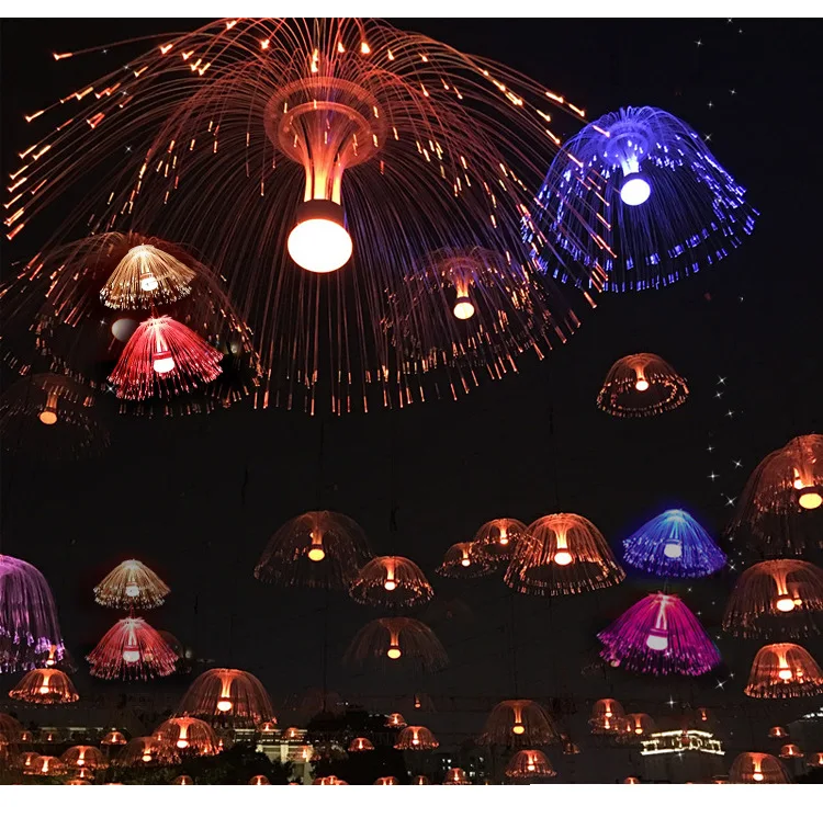 Многоцветный праздничный светодиодный волоконно-оптический лампы с медузами светильник свадебный центральный оптический Волоконно-оптический светодиодный светильник