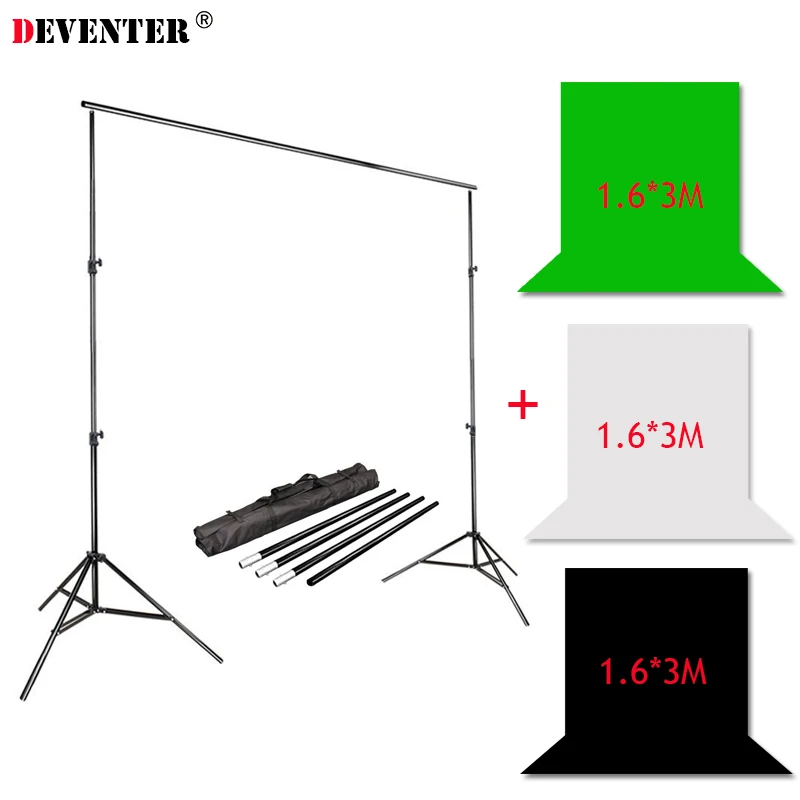 

2M x 3M Photo Video Studio Photography Background Stand Support System and 3 PCS 1.6M x 3M Background Cloth