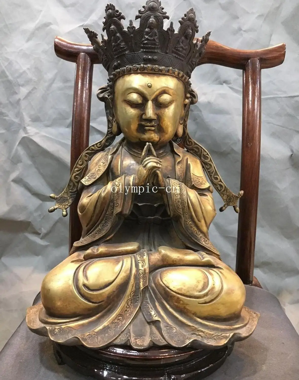 14''Pure Медь Резные буддистский монах Будда в стиле эпохи Тан Xuanzang Кшитигарбха |