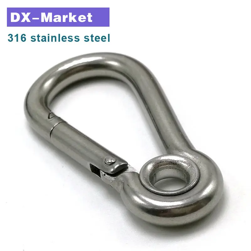 m5 , 10pcs , m5*50 carabiner hook with circular ring , 316 stainless