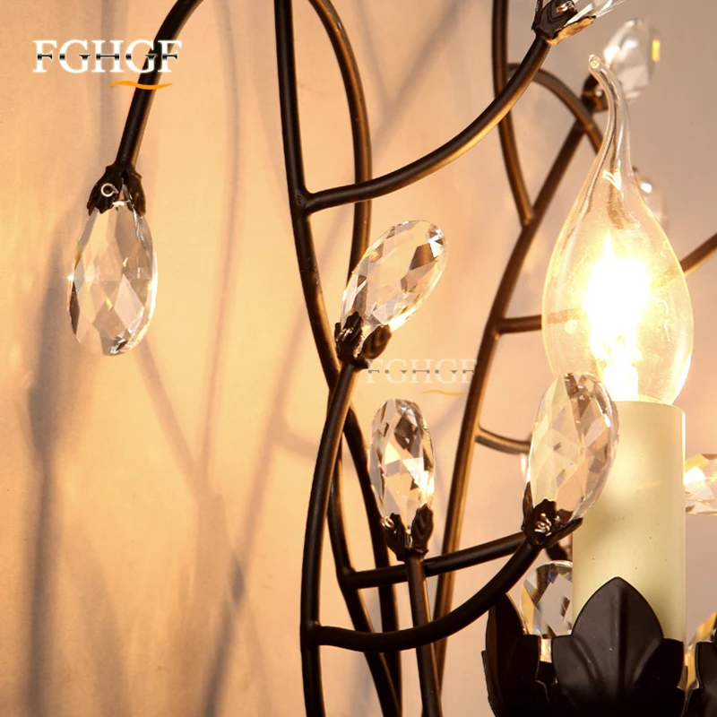 crystal wall lamp wall lights sconce bedroom bedside lamp candle double wall lamp for bedroom living room restaurant beside lamp (13)