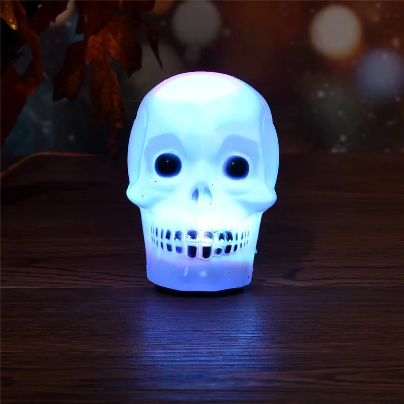 LED Flash Skull Night Light Lamp Halloween Colorful Mini Decore Party Trick Gift lamparas lampada 40JA0702