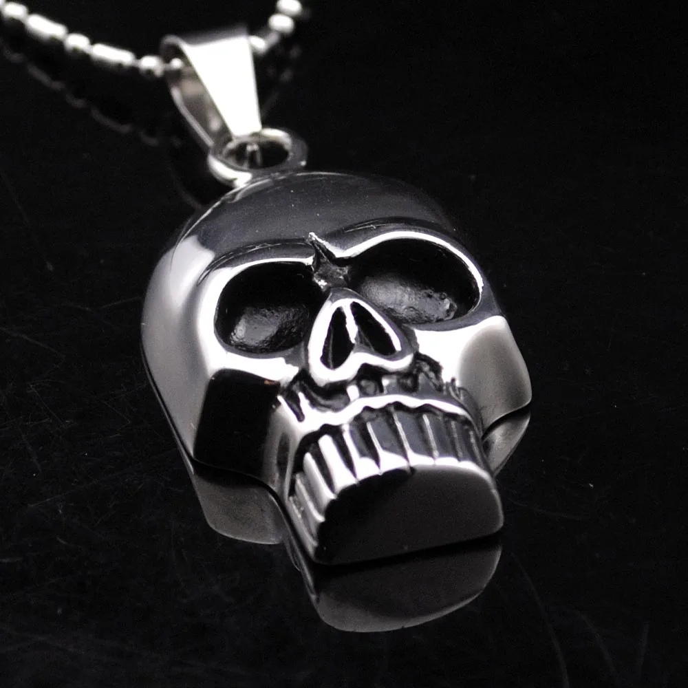

CHIMDOU Retro Smooth Polished Stainless Steel Skull Pendant Necklace Men Women Punk Style Jewelry Wholesale,AP1642