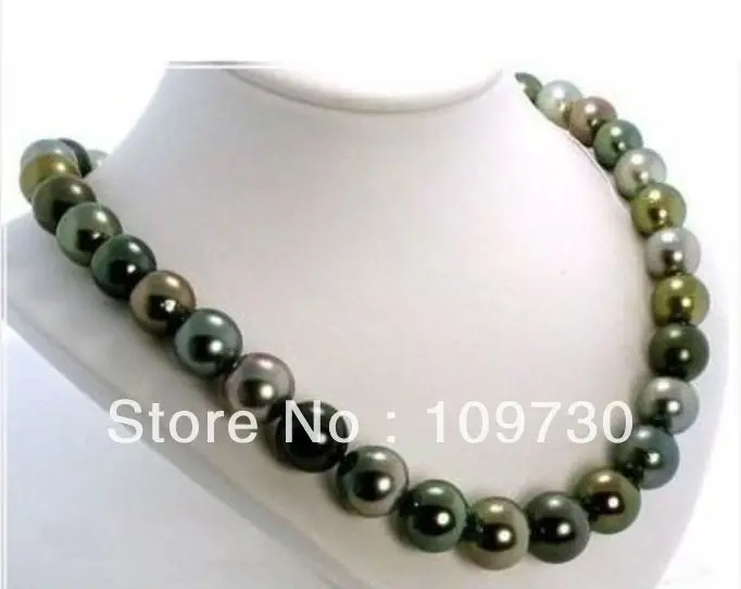 

Jewelry 0012069 HUGE 18"12MM NATURAL SOUTH SEA GENUINE BLACK MULTICOLOR PEARL NECKLACE 14KGP