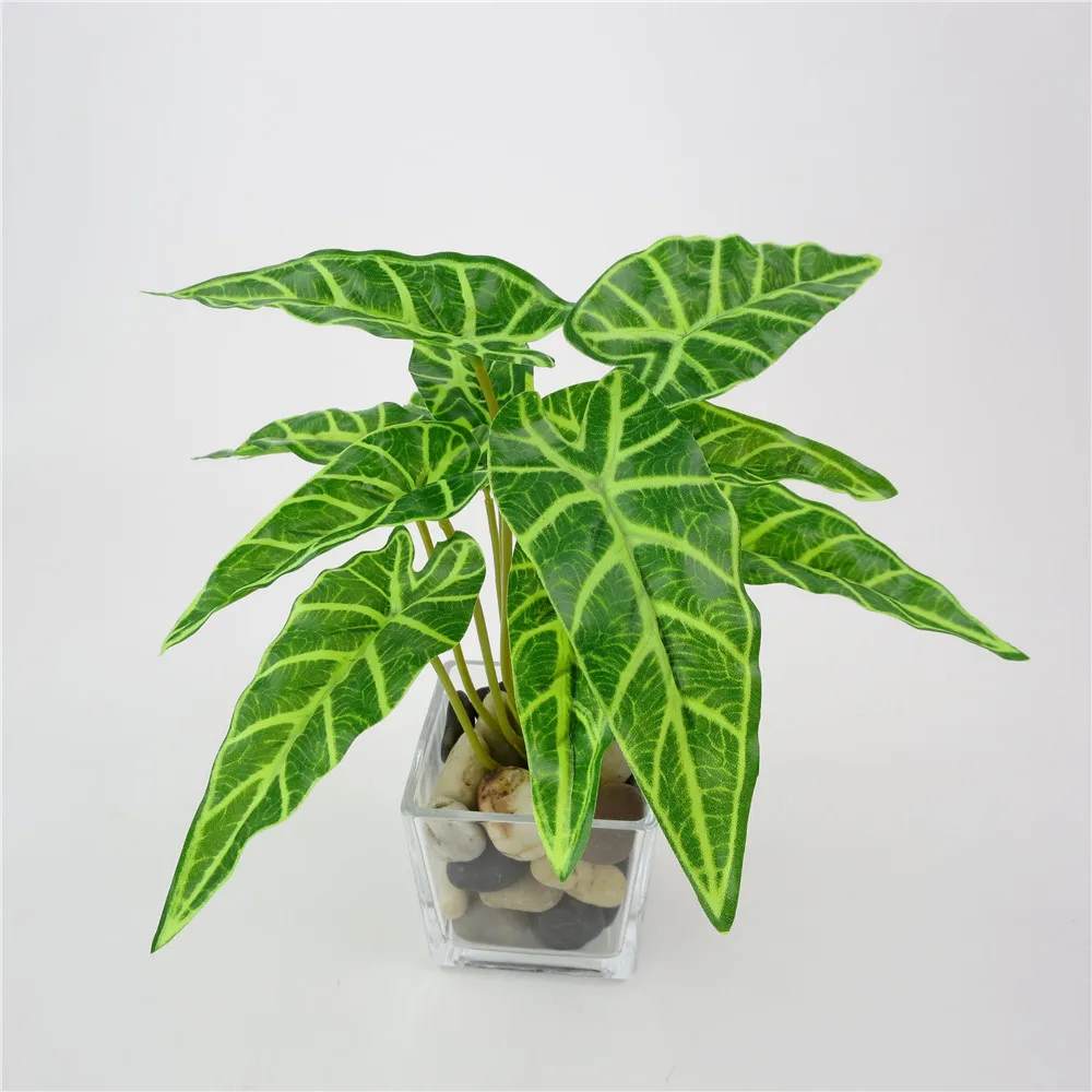 Artificial Plant Grass Imitation Taro Leaf Green Foliage Home Party Decor #1