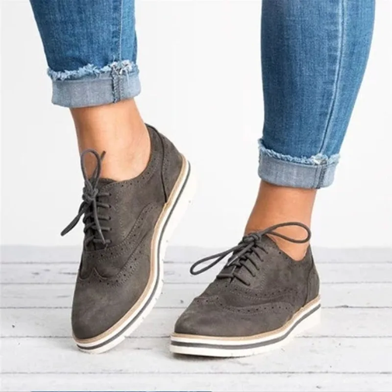 

5 Colors Plus Size 35-43 New Fashion Women's Shoes Lace Up Perforated Oxfords Shoes British Style Casual Shoes