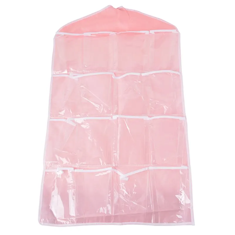 16 карманов прозрачный подвесной мешок Носки Бюстгальтер Нижнее белье вешалка органайзер для хранения домашняя дверь настенный шкаф сумки для мелочей - Цвет: A6