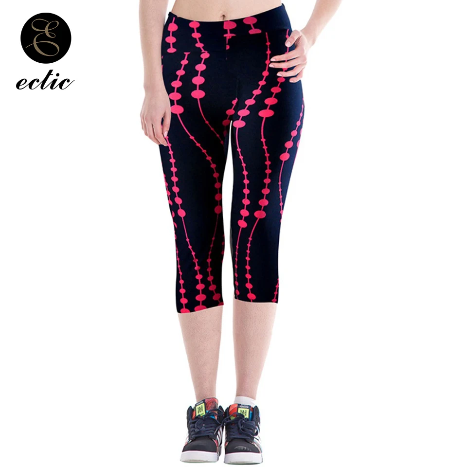 

Pantacourt Femme Crop Leggings Women Digital Printing Beaded Leggings Butt Push Up Leggings Capris High Waisted Workout Pants