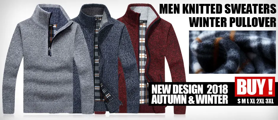 Warm Winter Sweaters Mens Knitwear Classic Pullovers Stand Collar Clothing