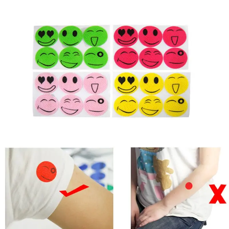 

6 Pcs/set Mosquito Repellent Stickers Cartoon Smiling Face Citronella Oil Mosquito Killer New