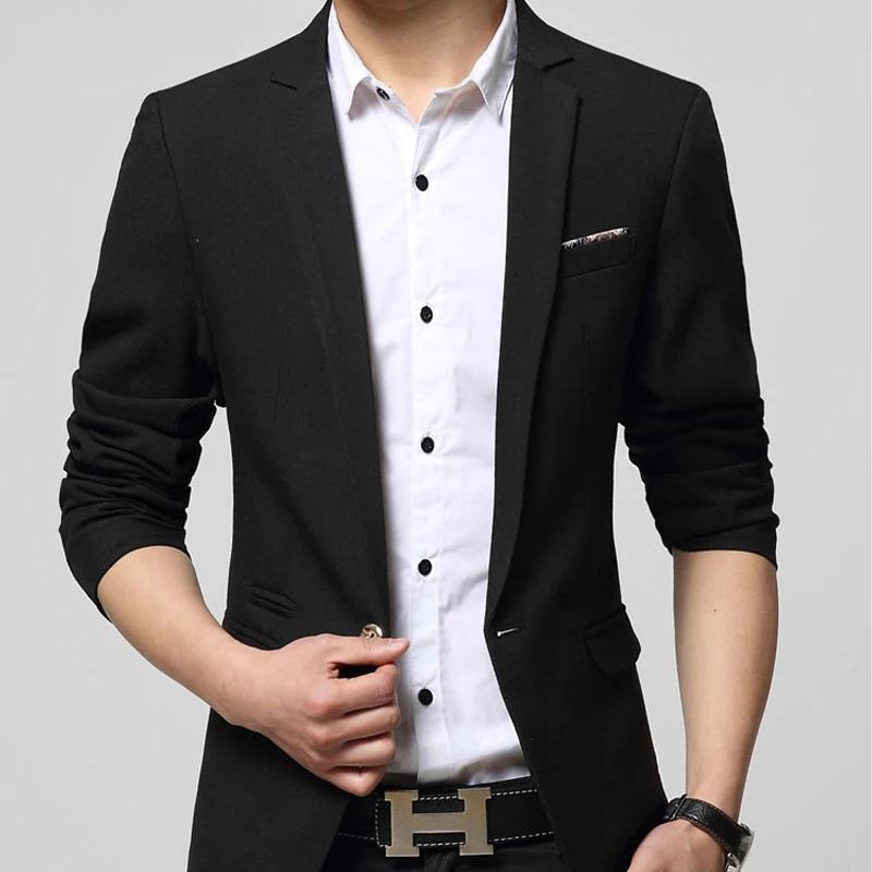 mens blazer jacket solid single button slim fit suits blazers casual male coat men terno masculino plus size M-3XL