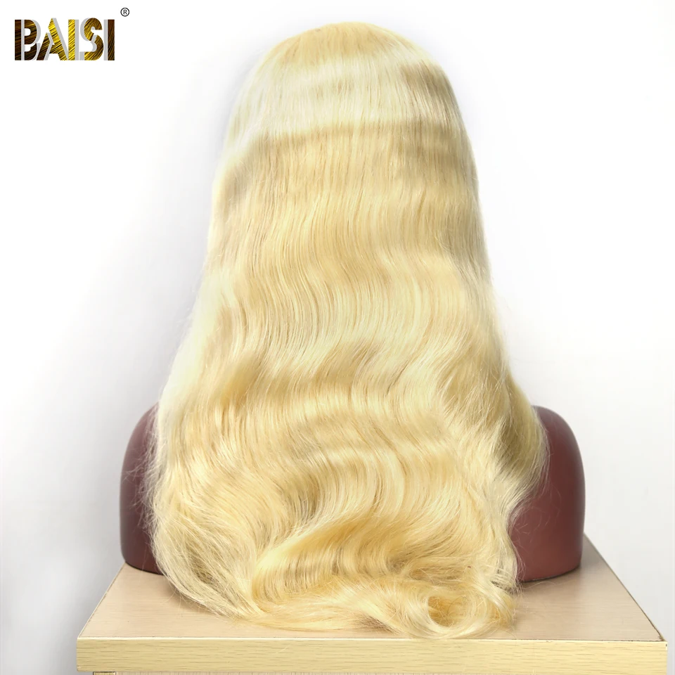 BAISI волосы бразильские волосы кружевные передние парики 613 блонд волнистые волосы Полный парик на кружевной основе с предварительно сорванными природными волосами