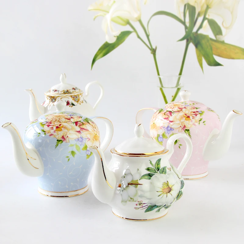 900ml 1300ml Celadon Hand-Painted Ceramic Teapot Tea Set Afternoon Tea Bone China Coffee Pot Flower Teapot