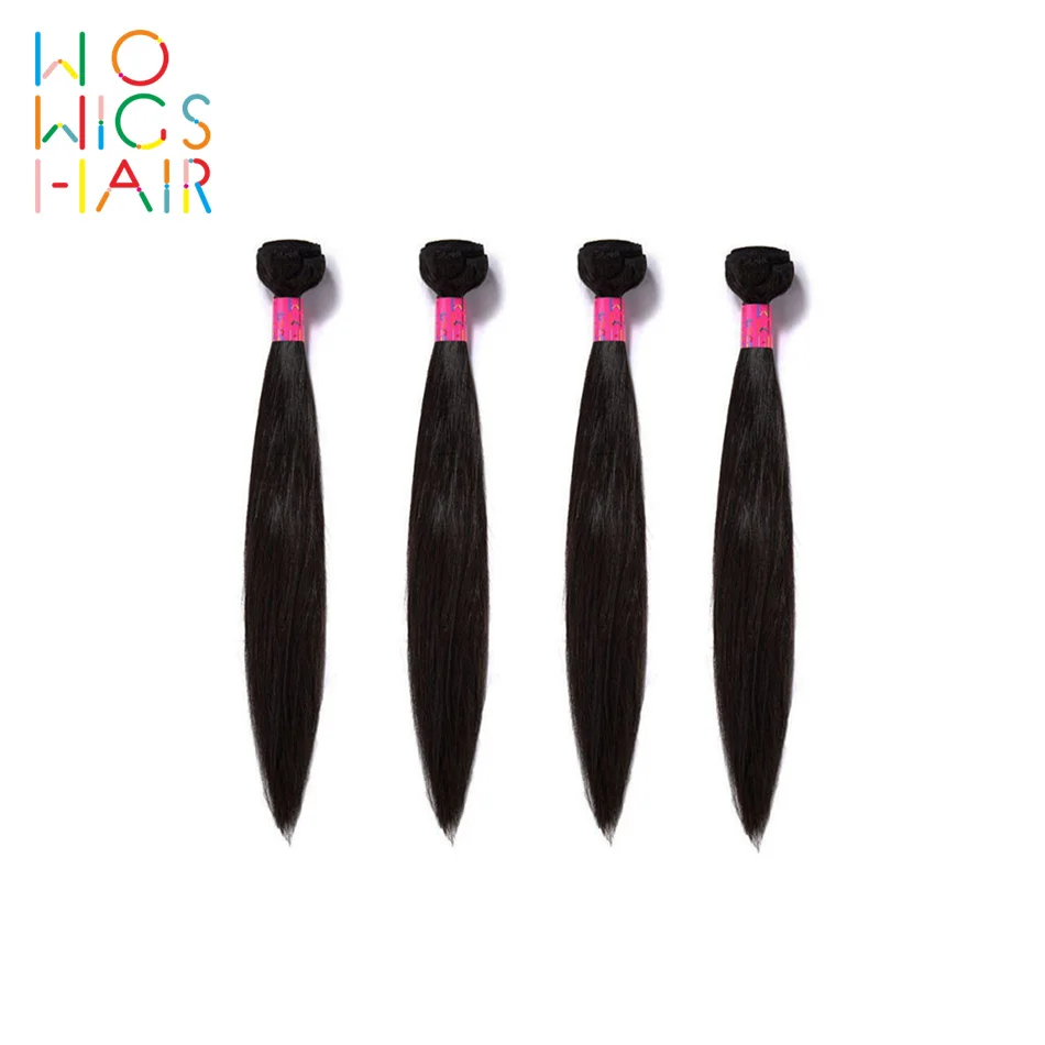 WoWigs волосы малазийские прямые человеческих волос Плетение 4 шт пучки волос Remy Дело Натуральные Цветные наращивания волос