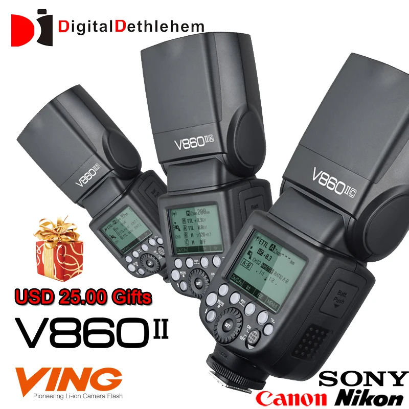 Godox V860II Li ion Battery 2.4G Wireless X System TTL Camera Flash for Canon Nikon Sony ETTL i