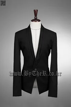 

S-6XL 2019 New Men clothing Hair Stylist GD Fashion British casual Designer ruffled collar irregular Suit plus size costumes