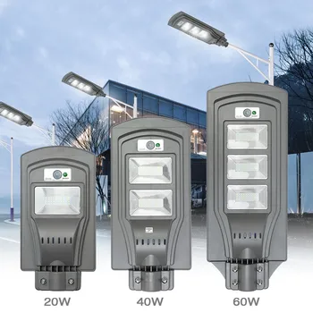 

LED Solar Lamp Wall Street Light 20W 40W 60W Dusk to Dawn Super Bright PIR Motion Sensor Waterproof IP65 Security Lamp