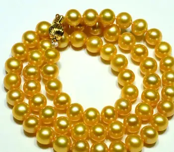 

gorgeous 11-12mm natural gold pearl necklace 18inch