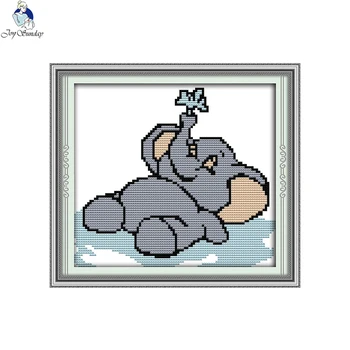 

Little Elephant Water Spray DIY Handmade Cross-stitch Kits DMC 11CT 14CT Counted Canvas Needle Thread For Embroidery Accessory