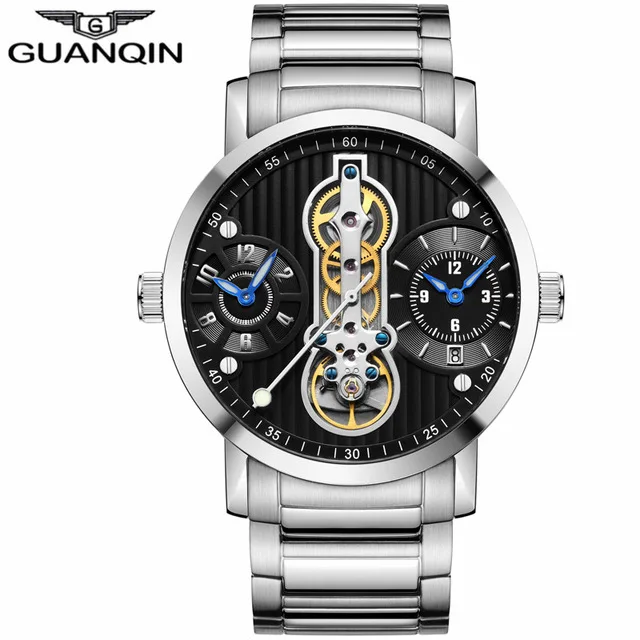 GUANQIN Tourbillon, новинка, Автоматический Скелет, Relogio Masculino, спортивные мужские часы, водонепроницаемые, дайвер, деловые часы, 16103 A - Цвет: B2