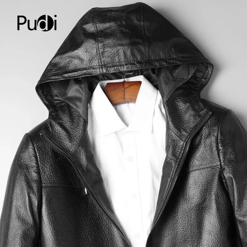 PUDI MT8102 Мужская Новая мода Натуральная овечья кожа куртки с воротником Осень Зима Повседневная Верхняя одежда