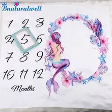 Bnaturalwell детское месячное одеяло-Ростомер детское одеяло для возраста Русалочка, подарок для душа возраст, отслеживающее одеяло для новорожденных фото реквизит BC021S