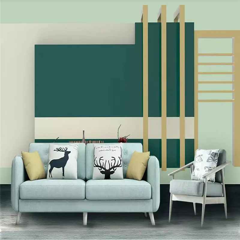 Custom Mural Wallpaper Small Fresh Mint Green Sofa Living Room Tv Background Wall