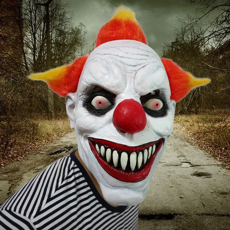 Смешные злые взрослые латексные волосы Pennywise убийца Джокер клоун костюм маска призрак карнавальные маски для костюмированной вечеринки аксессуары