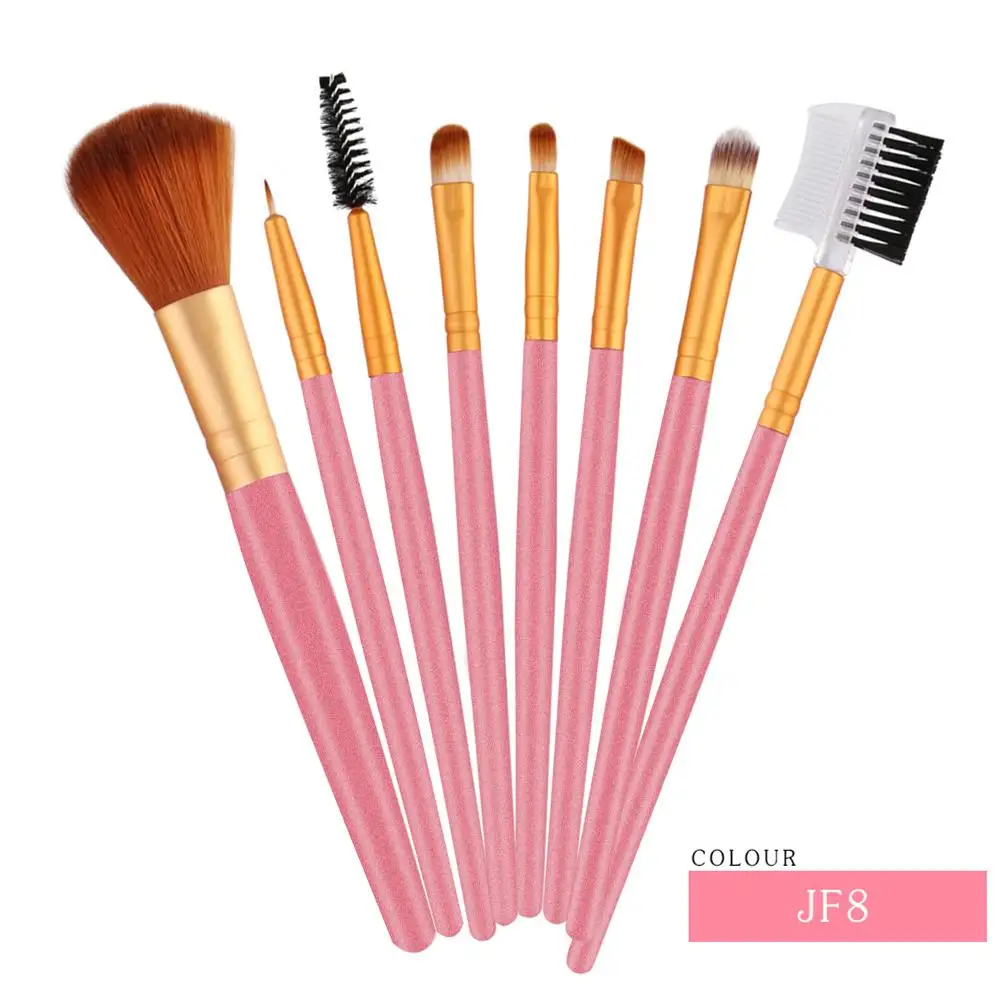 

8pcs/set Makeup Brushes Set Foundation Eyeshadow Eyeliner Eyebrow Lip Eyelashes Brushes Kit Soft Synthetic Hair Easy To Wear
