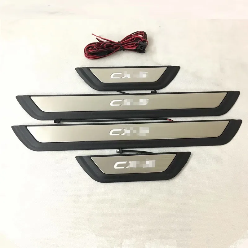 LED Lights Car Door Sill Scuff Plates for Mazda CX5 Stainless Steel
