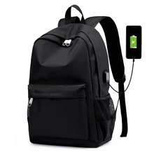 Черный нейлоновый мужской рюкзак с usb зарядкой, мужской рюкзак с большой вместительностью, школьные сумки для мальчиков-подростков