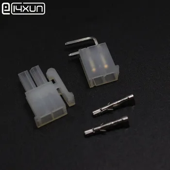 

100sets 5557 5569 2P Bend Pin Wire Terminals Electrical Connector 4.2mm 2Pin Right Angle Plug jack for Car Auto PC ATX