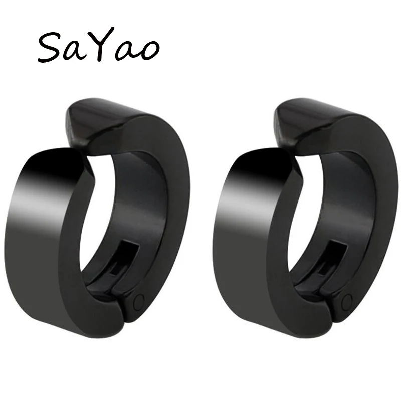 

SaYao 2 Pieces Rose Gold Fake Huggie Stainless Steel Earring Ear Earring Men Boy Girl Body Piercing Jewelry