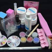 Профессиональный полный набор для ультрафиолетовой обработки набор для дизайна ногтей набор+ 6 порошков склейки блоки для подпиливания ногтей праймер Советы Инструменты искусство