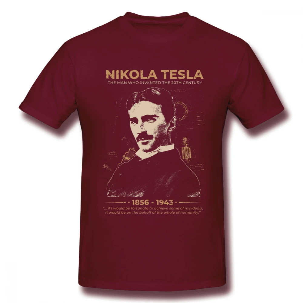 Хипстерская Футболка Nikola Tesla, большие размеры, Мужская футболка для отдыха, уникальный для мужчин, Графический Топ, футболки, модная новинка, топ, дизайн - Цвет: Коричневый